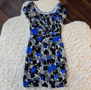 Betsey Johnson Graphic Floral Silk Mini Dress